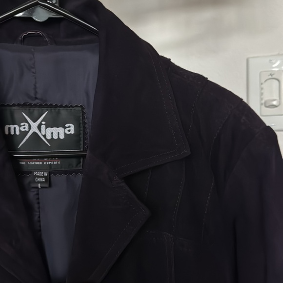 Maxima/Wilsons Purple Suede Leather Button Front Tailored Jacket/Coat Sz L - Picture 6 of 12
